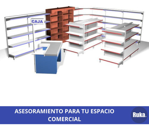 RUKAMETAL Gondola Contra Pared Para Amurar Tramo Inicial 4 Estates 4