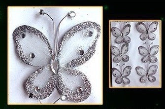 Butterflies 6cm Silver X 36 Units #26841 Sheshu Christmas 1