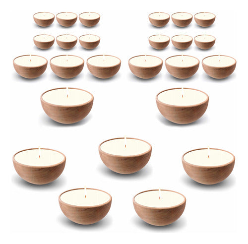 Bougies Déco Aromatic Soy Candles X25 U. Wooden Bowl 7cm Vanilla/Coconut 0