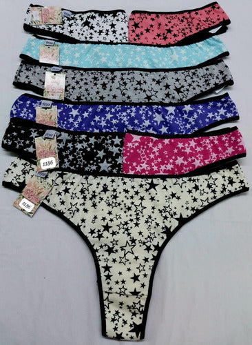 Pack of 6 Cotton Lycra Super Special Size Printed Thongs 37