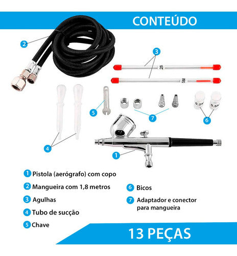 Aerógrafo Para Pintura Acessórios 13 Pçs Vonder Profissional 2