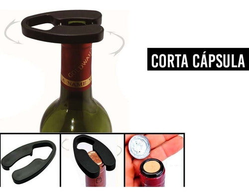 Crystal Rock Wine Set Wooden Bottle Holder with 3 Accessories Gift Hb 5