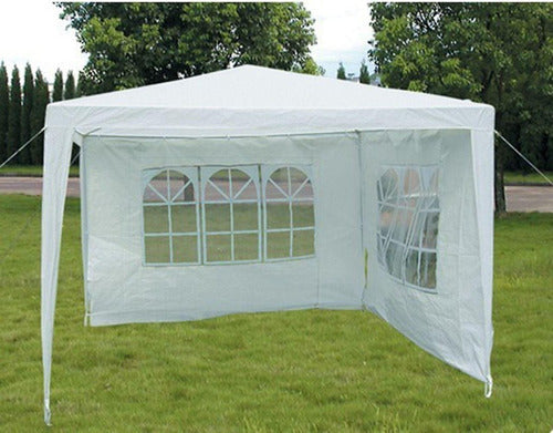 HOGAR Y CAMPING Gazebo Blanco Fácil Armado 3 X 3 Mts. Con 2 Paredes H Y C 1