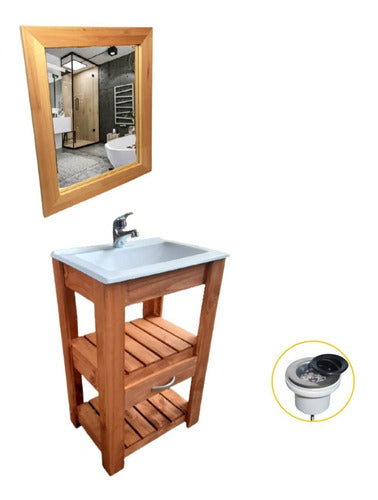 Vanitory Campo Pie with Center Drawer 50cm Sink Mirror 0