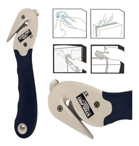 Steelpro 1 Safety Cutter with Hidden Blade for Film Straps and Tape 0