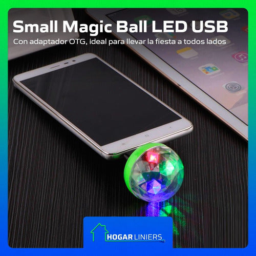 LED USB Small Magic Ball 4W Audiorhythmic Lights DJ with OTG USB Adapter 5