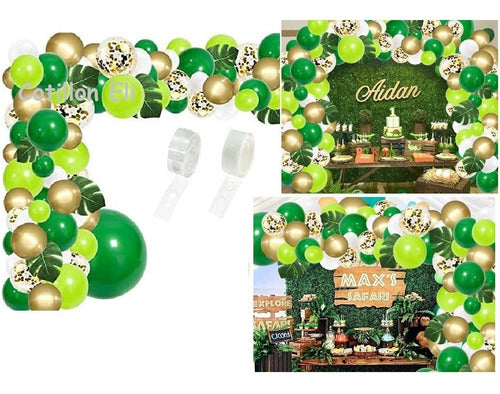 Arco Globos Decorativo Safari Selva Jungla Hojas Cumple 0