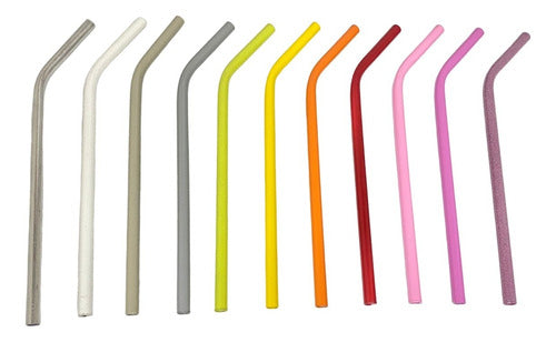 Reusable Aluminum Curved Straws Set of 10 - Assorted Colors 1