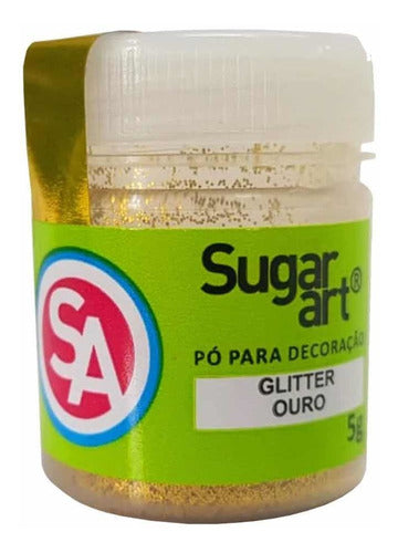 Brillantina Glitter Comestible Dorado Y Plateado Colorante 5