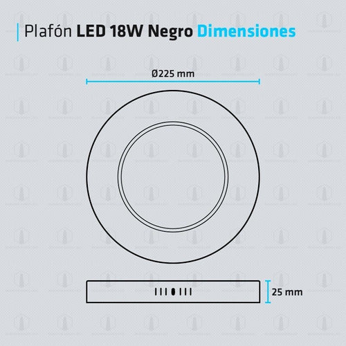 LED Round Ceiling Light 18W Black Panel Pack 8 Premium 3