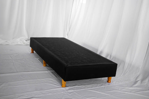 Soles Muebles Single Bed Base with Drawers 90x200 Fabric Black/Grey 1