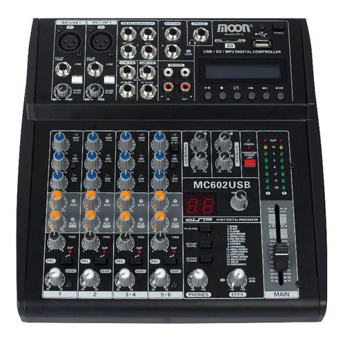 Moon MC602 6-Channel USB Mixer with 16 Effects 0