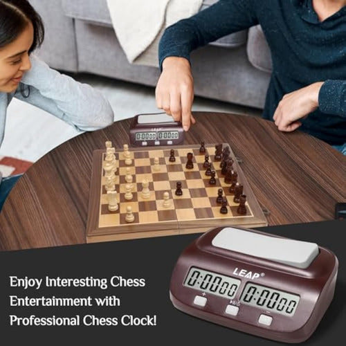 Portable Professional Chess Clock with Digital Timer - Red Brown 4