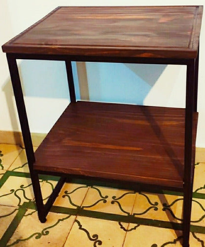 Mesa En Hierro Y Madera Para Bacha De Apoyo 0