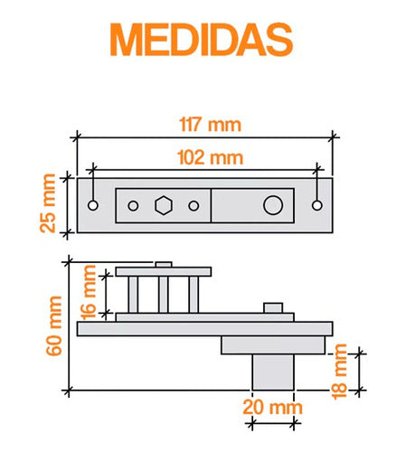 FADECA Pivot Giratorio Bisagra 320 Acero Ref 80kg Atornillar 1