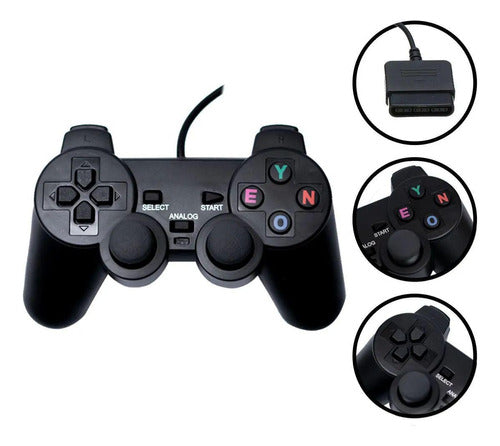 Kit Com Dois Controles Joystick Playstation 2 Analógico Ps2 3