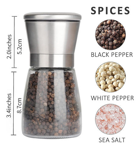 Gulex Adjustable Stainless Steel Black Pepper and Salt Mill 1