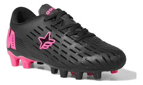 Footy Girls Field Boots 3027B Black Pink 1
