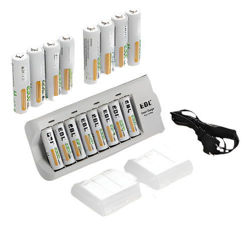 EBL 2300mAh AA/AAA NiMH Rechargeable Batteries + 8-Slot Charger 0