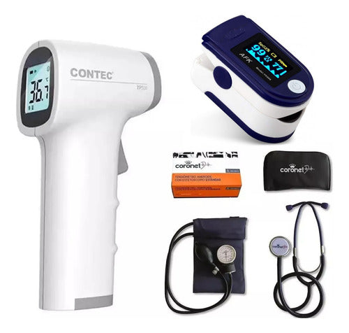 SINEBI Non-Contact Infrared Thermometer + Blood Pressure Monitor + Fingertip Oximeter 0