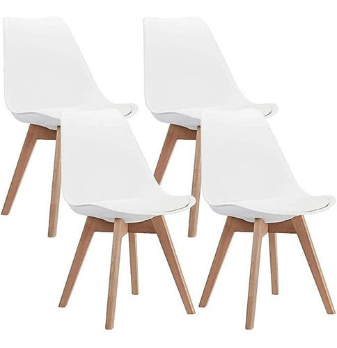 Homilu Set X4 Silla Tipo Eames Acolchonada Madera Comedor Excelente 0