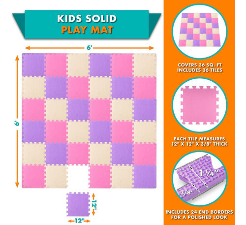 ProSource Puzzle Play Mat for Kids and Babies with 16 or 36 Pieces 1