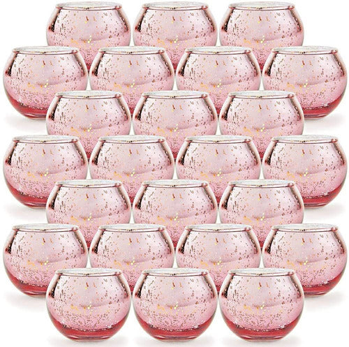 Shmilmh 24 Round Rose Gold Votive Candle Holders 0