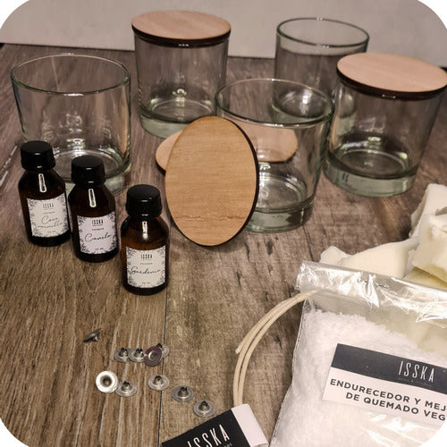 ISSKA.HOME Complete Kit for Making Soy Candles + 5 Tennessee Jars with Lid 0