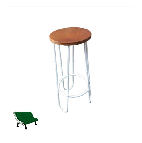 Mundo Banco Round Iron and Wood Stool Industrial Style 0