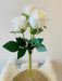 Set of 3 Premium Artificial White Roses with Green Leaves 1