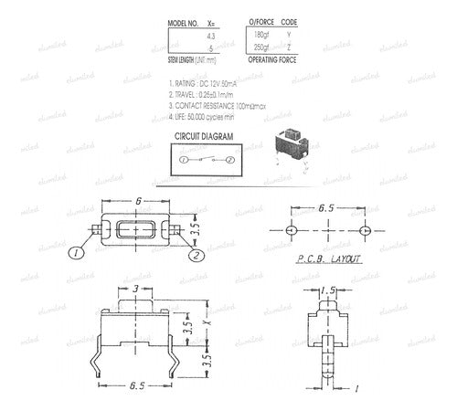 200 Pulsadores Tact Switch 5.1 Mm Mini 3.5x6mm Btn 3x1.5 1