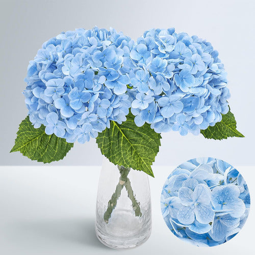 Waipfaru 2 Artificial Flowers Blue Hydrangeas Real Touch 0