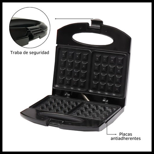 Oryx Waflera Electrica Antiadherente 750W Waffles Teflon Metalica 3