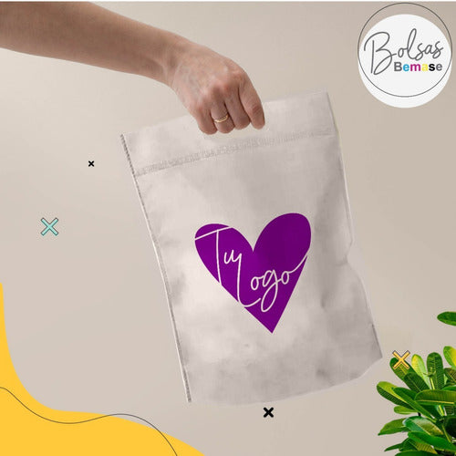 Bemase 100 Eco Bags with Logo One Color 20x30x10cm Handle 4