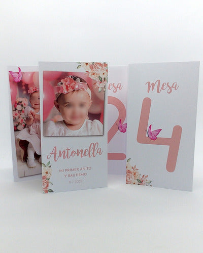 6 Customized Triptych Centerpieces for Baptism First Year Celebration 6