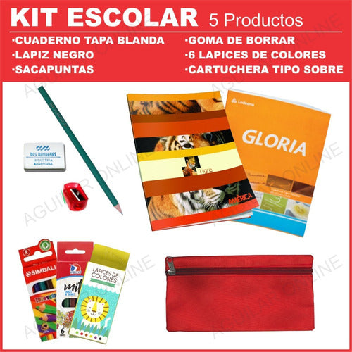 Kit School Supplies Set 5 Products + Primary Pencil Case 1