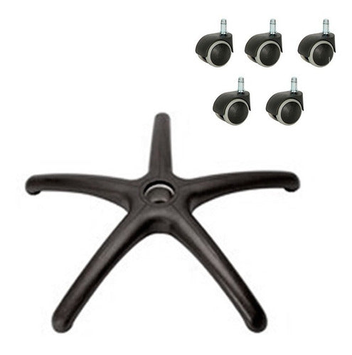 Baires4 Pack 5 Parquet Wheels + Plastic Star for Rotating Chair B4 0