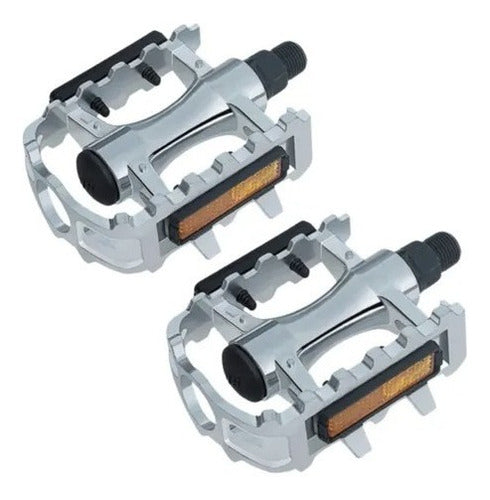 Genérica Chromed Metal Pedals Set with Reflectors for Bicycle 0