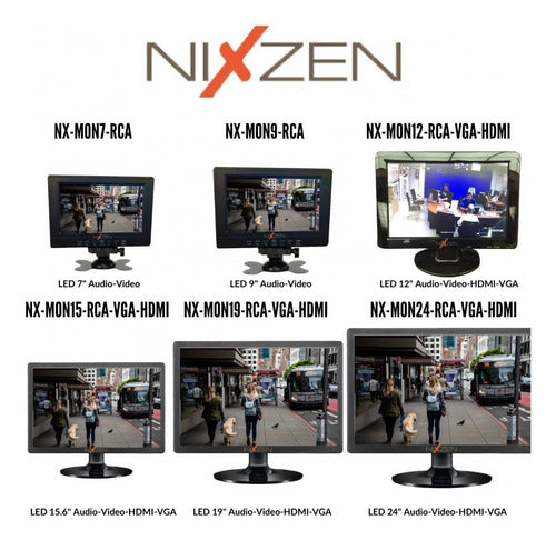 NIXEN Monitor Para Seguridad 19 Led Rca Vga Hdmi Parlantes 3