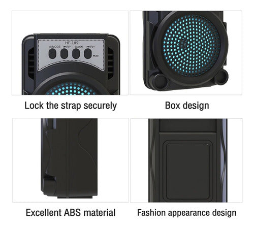 Portable Bluetooth Speaker 5W with LED Light, Rechargeable, USB, Radio 6