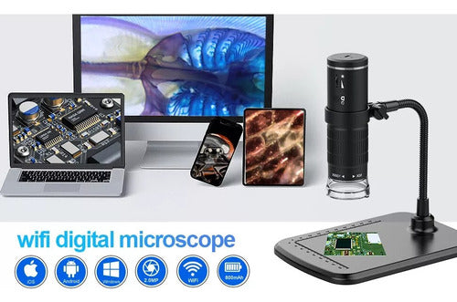 GeoT Digital USB Microscope with 1000x Magnification and Base 2