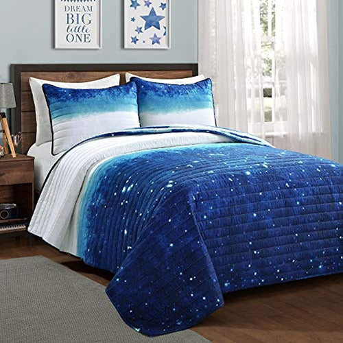 Make A Wish Space Star Ombre Navy & White Reversible Print J 0