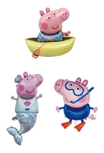 LX 3 Peppa Mermaid Balloons + George Boat + George Snorkel 0