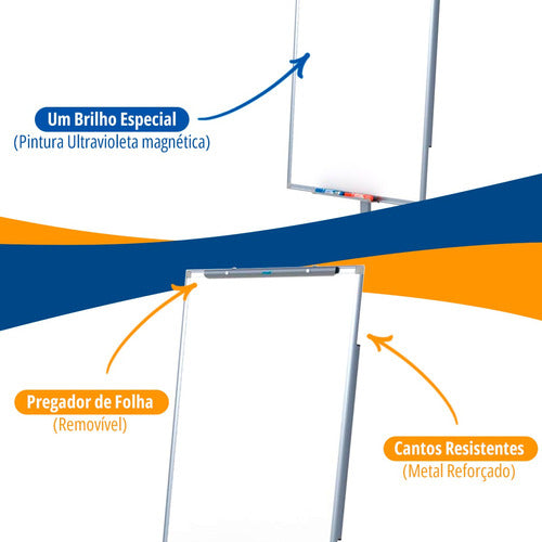 Cavalete Flip Chart C/ Rodas + Lousa Quadro Magnético 100x70 3
