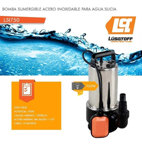 Lusqtoff Submersible Pump 1hp Dirty Water 1