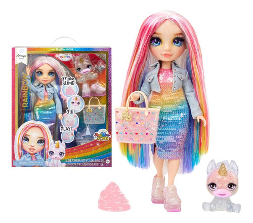 Muñeca Rainbow High Amaya Raine 28cm C/ Kit De Slime Mascota 0