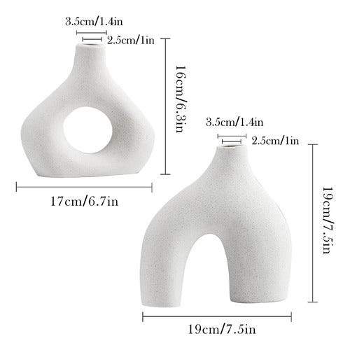 Cotyni White Ceramic Vase Set of 2 for Modern Home Décor 1