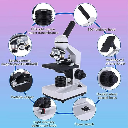 Poothoh Microscopio Monocular Compuesto 40x-2000x 1