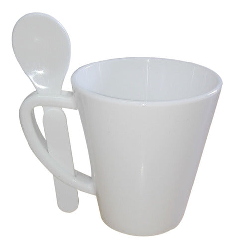 Taza Conica + Cuchara De Polimero X12 Unidades Para Sublimar 0