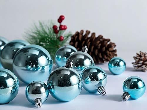 AMS 40ct Christmas Ball Plated Ornaments Tree Collection - Light Blue 2